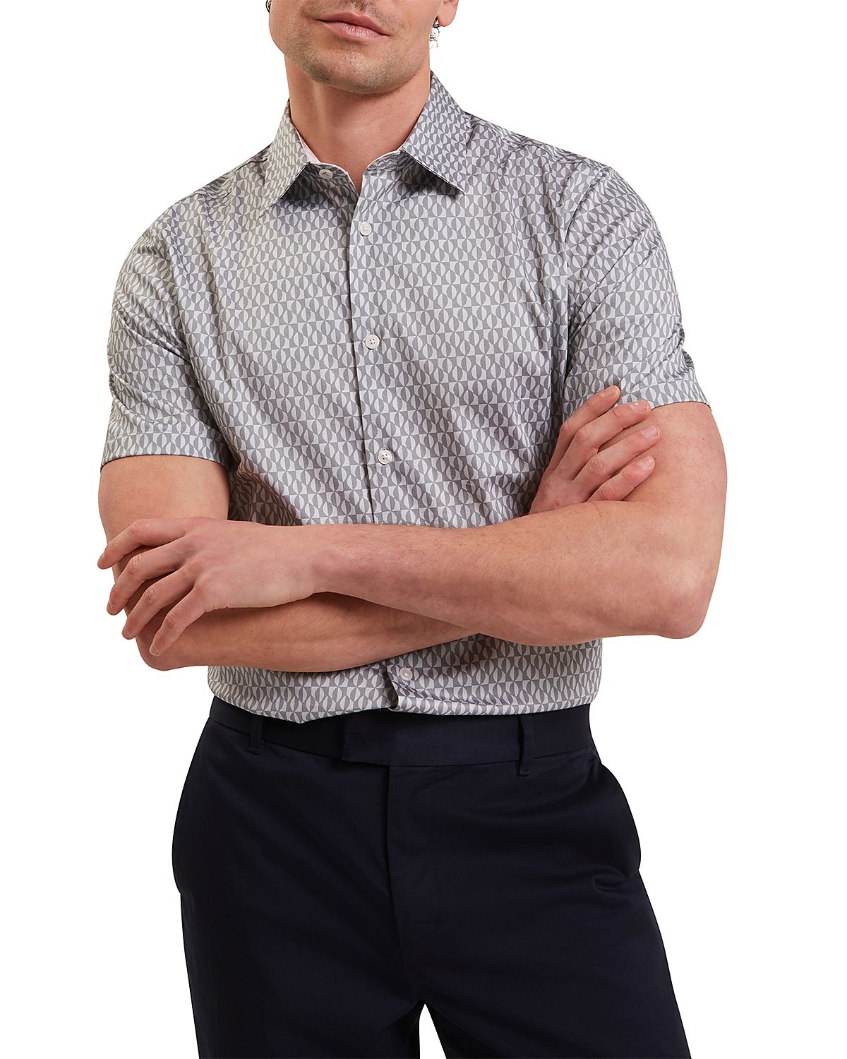 Ted Baker Cambay Geometric Leaf Print Short Sleeve Shirt