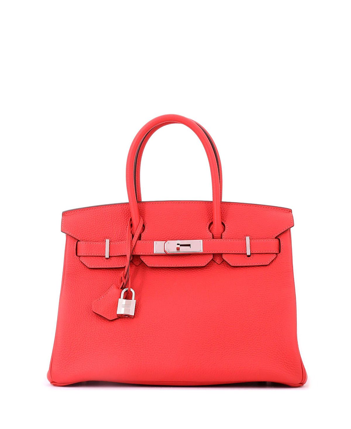 Pre-Owned Hermes Birkin 30 Handbag Red Togo with Palladium Hardware