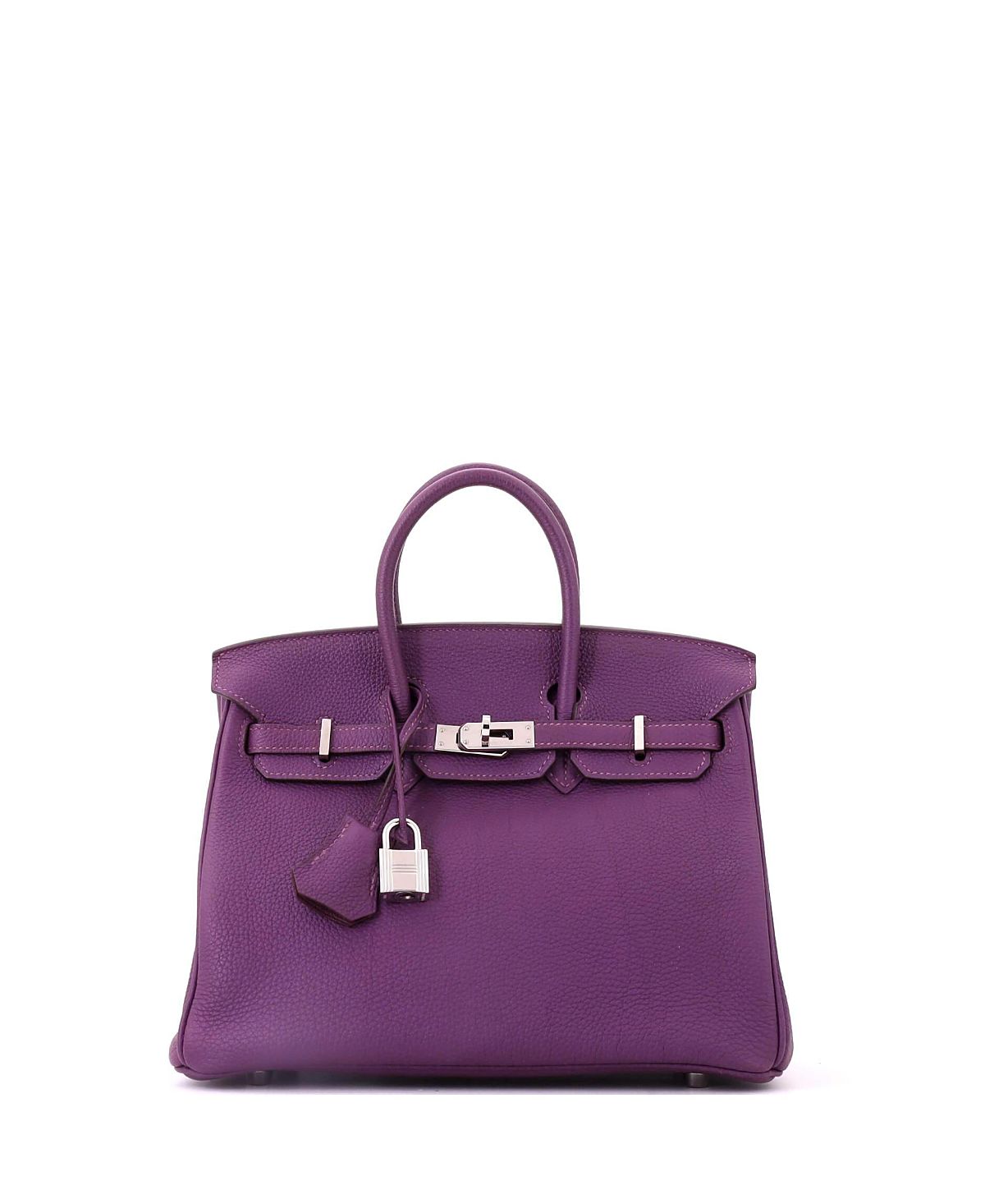 Pre-Owned Hermes Birkin 25 Handbag Purple Togo with Palladium Hardware