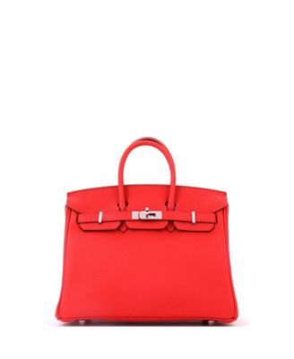 Birkin 25 Handbag Red Togo with Palladium Hardware