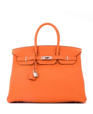 Birkin 35 Handbag Orange Togo with Palladium Hardware