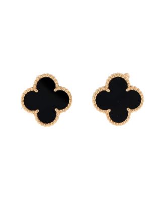  Vintage Alhambra Earrings 18K Gold and Onyx