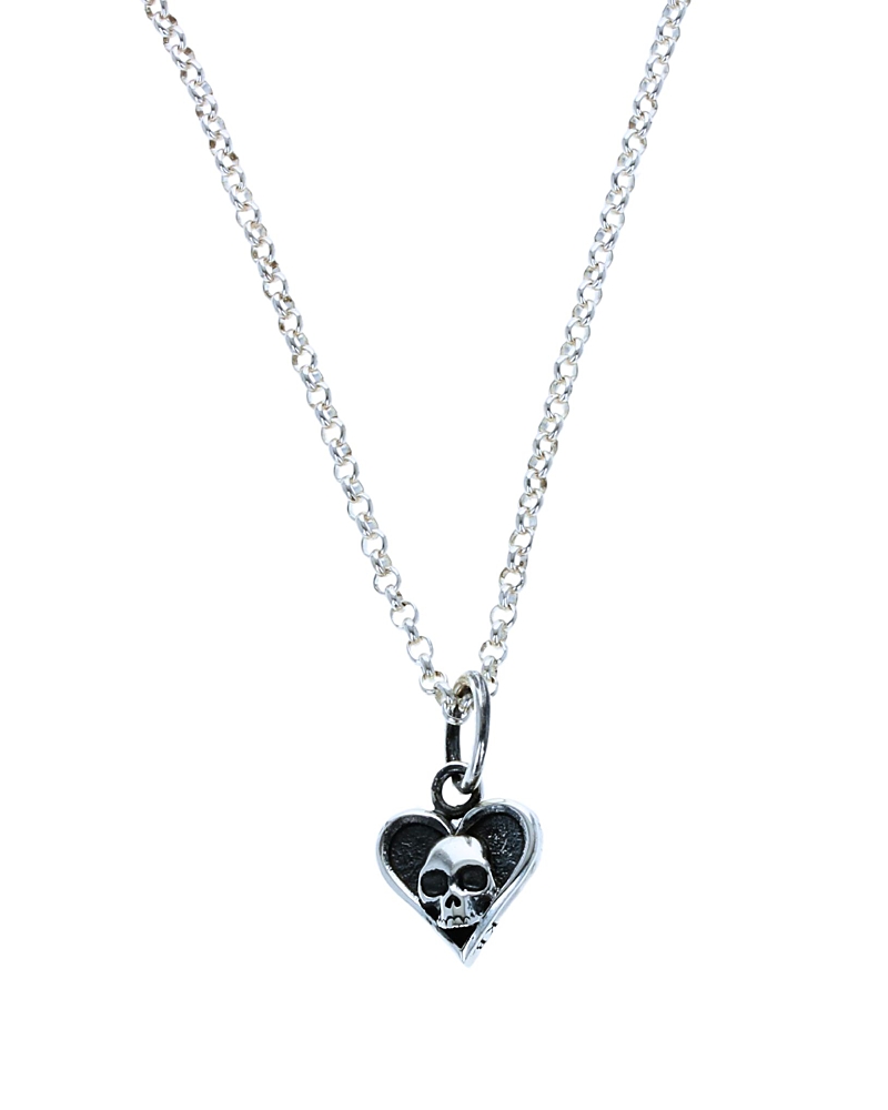 King Baby Studio Sterling Silver High Roller Club Micro Skull Heart Suit Pendant Necklace, 18