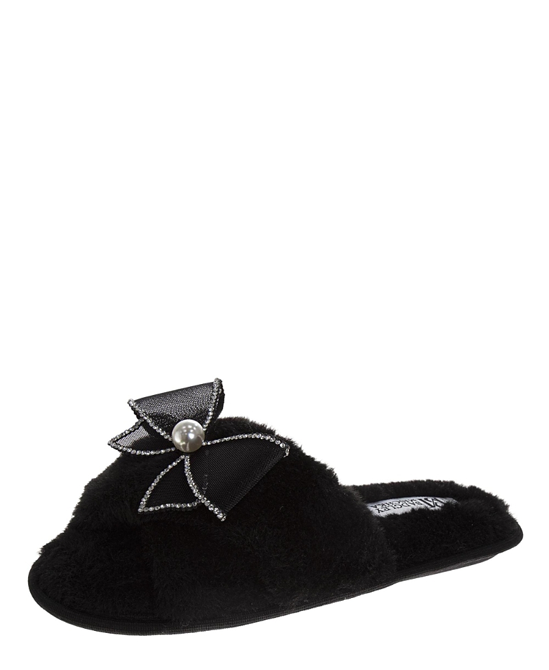 Badgley Mischka Women's Jeweled Faux Fur Slippers