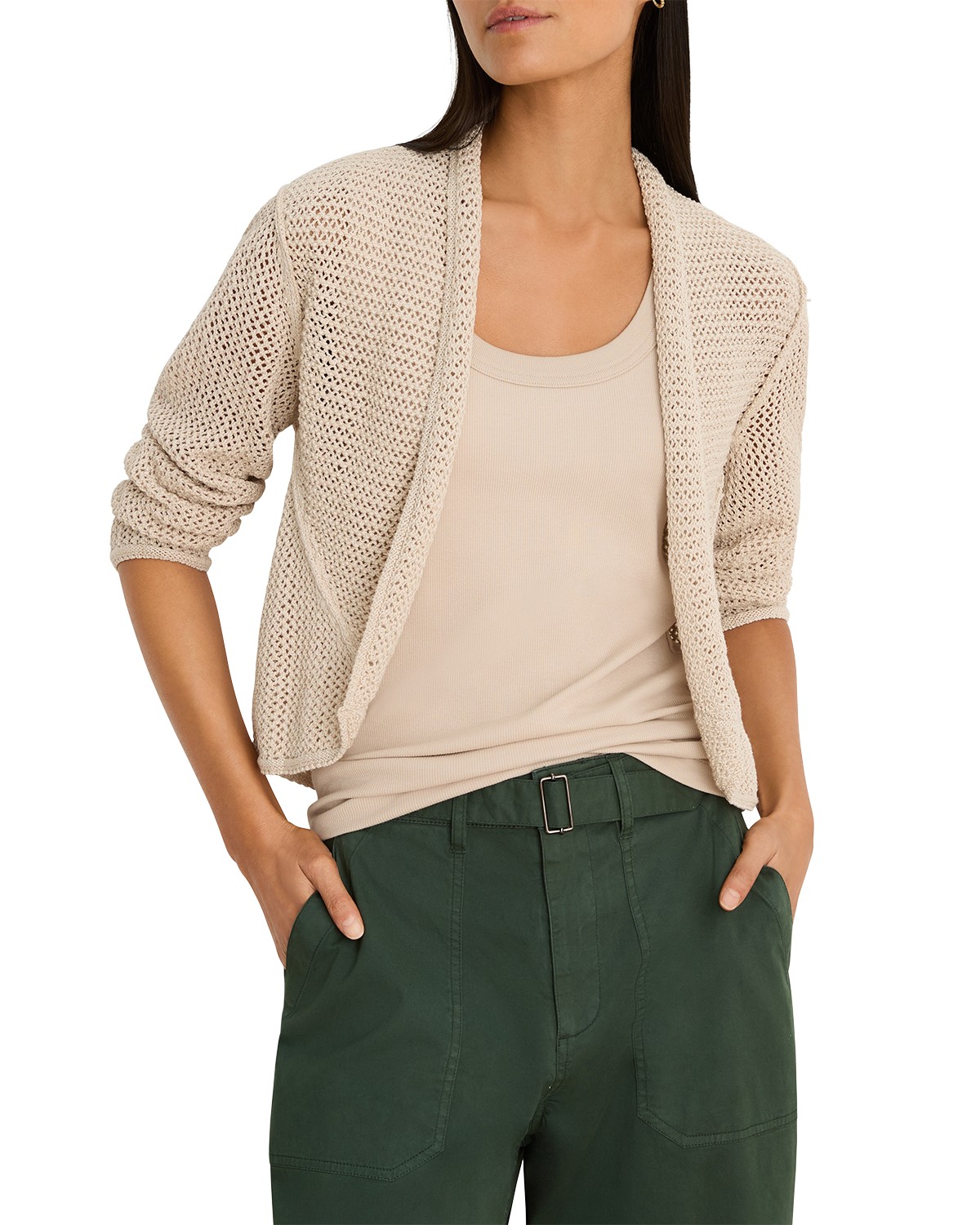 Mesh Cocoon Cardigan Sweater
