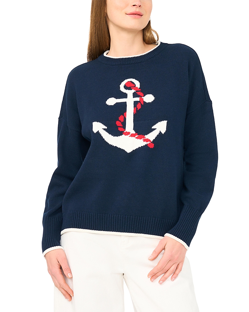 Vince Camuto Anchor Motif Crewneck Sweater