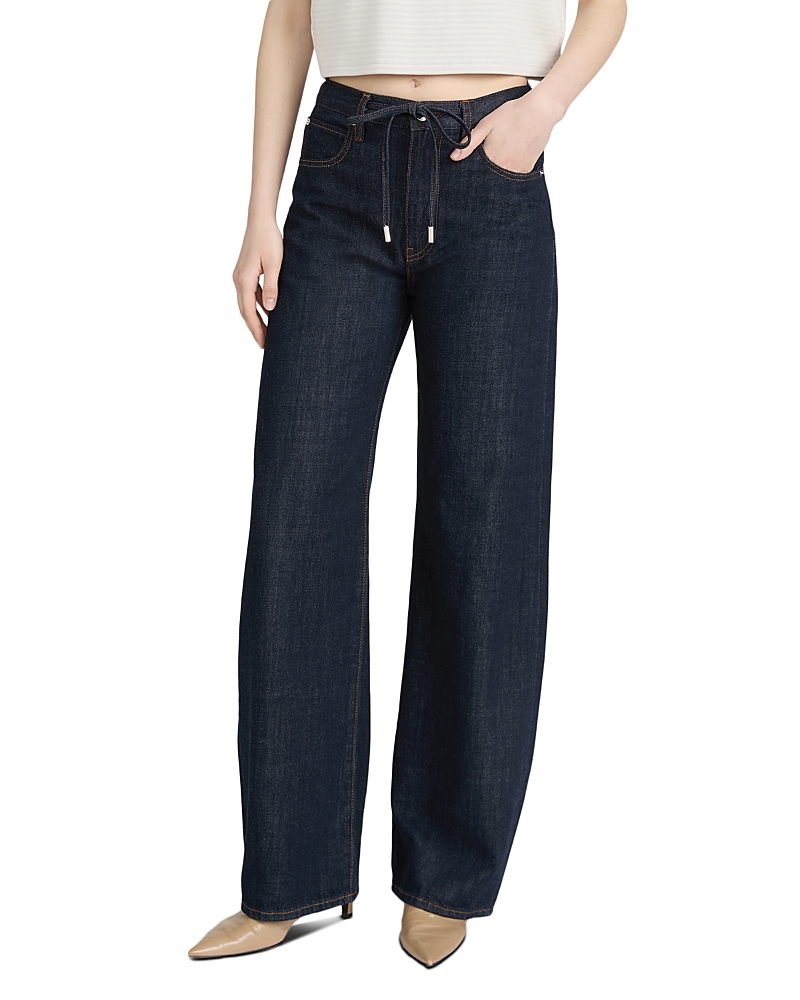Frame The Off Duty Drawstring Bow High Rise Jeans in Rinse