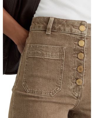 Petites Cali Mid Rise Flare Leg Jeans in Light Brown - thumbnail 5