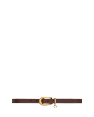 Saint Laurent Cassandre Charm Elongated Buckle Thin Belt