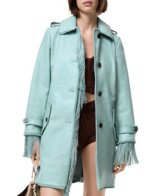 Short Fringed Leather Car Coat