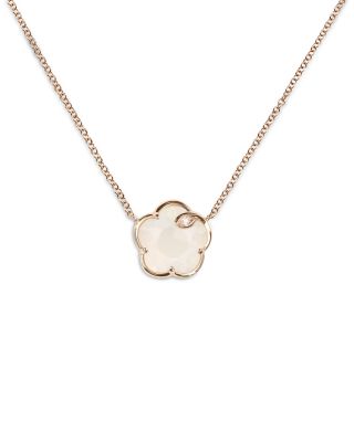 18K Rose Gold Petit Joli Pearl of the Moon Gem & Diamond Flower Pendant Necklace, 15.75"
