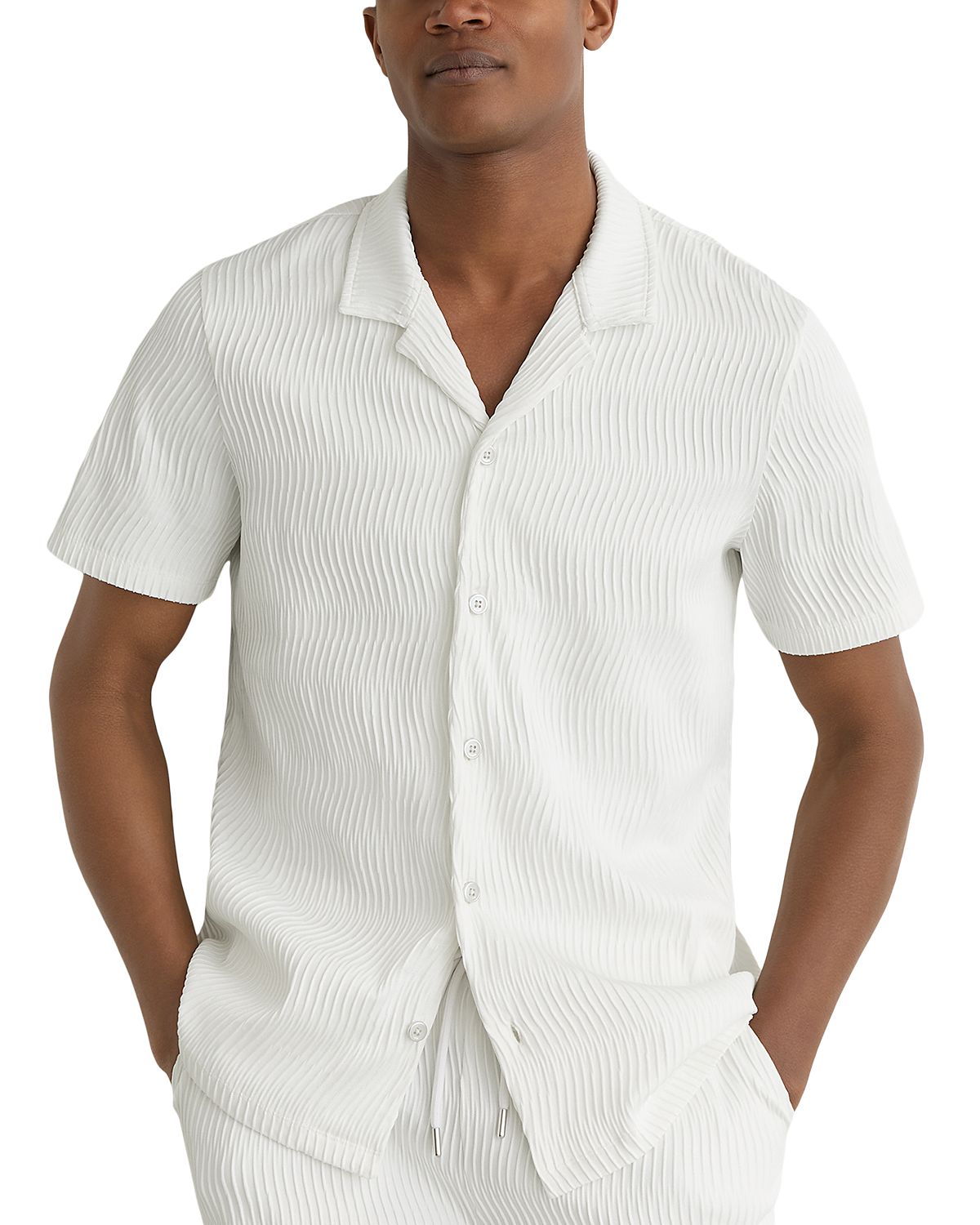 Reiss Aleo Short Sleeve Textured Wave Cuban Shirt