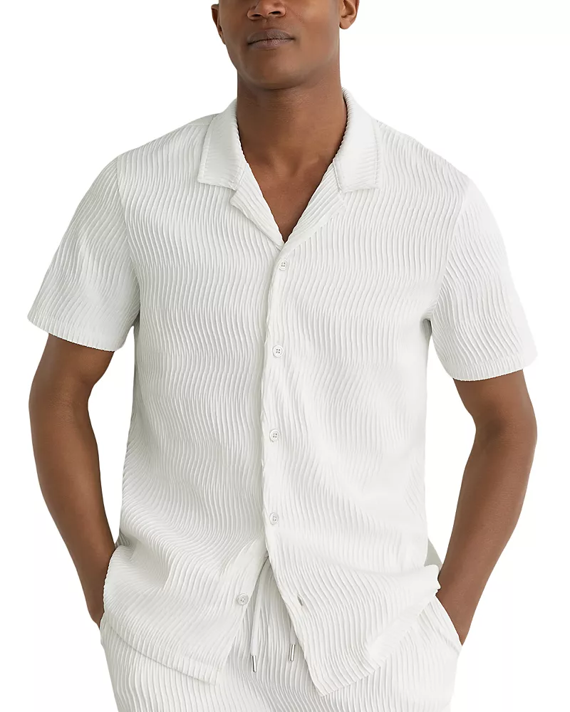 Reiss Aleo Short Sleeve Textured Wave Cuban Shirt