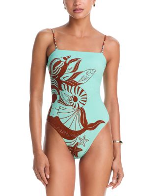 FR2梅　Box Logo Swimsuit One-piece FARM Rio One Piece Swimsuit with Adjustable Straps