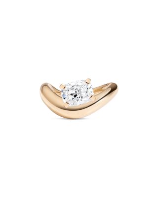 Certified Lab Grown Diamond Cushion Solitaire Curve Ring in 14K Yellow Gold, 2.0 tcw
