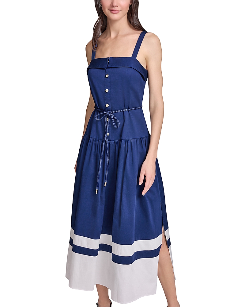 Karl Lagerfeld Paris Cotton Rope Belt Midi Dress