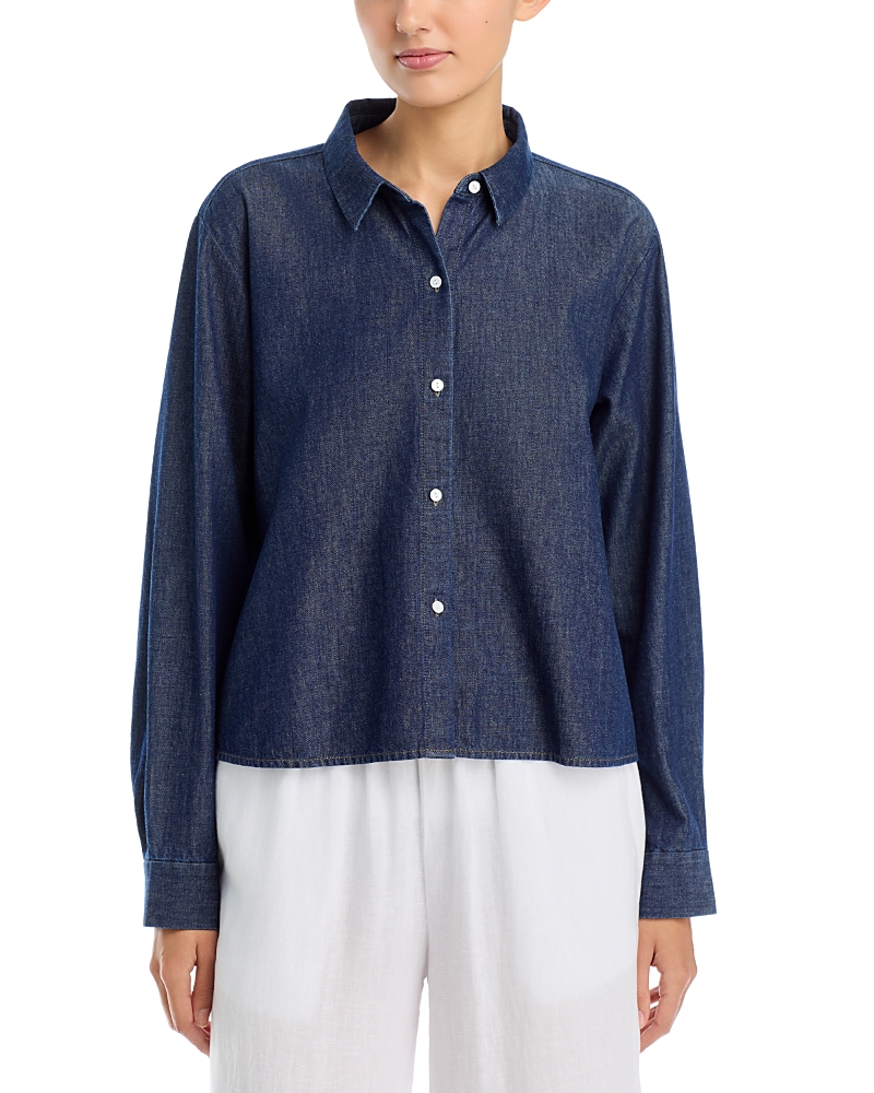 Eileen Fisher Classic Collar Short Cotton A-Line Shirt