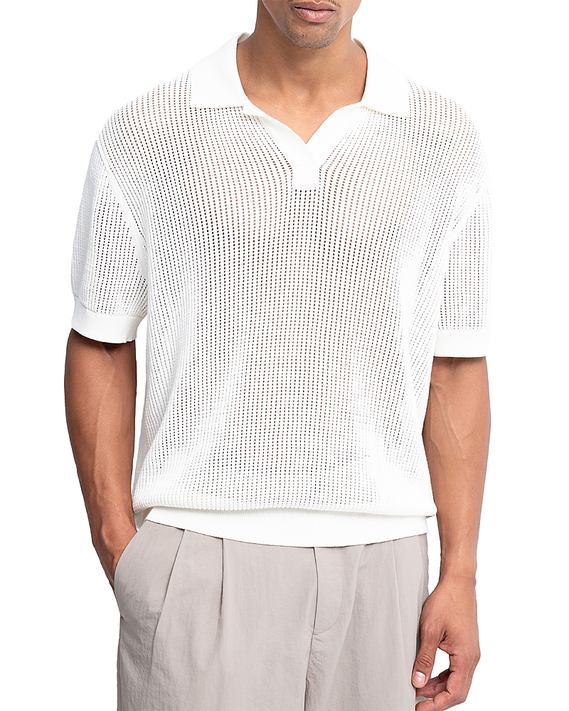 Auto-reply Knit Mesh Johnny Collar Polo Shirt