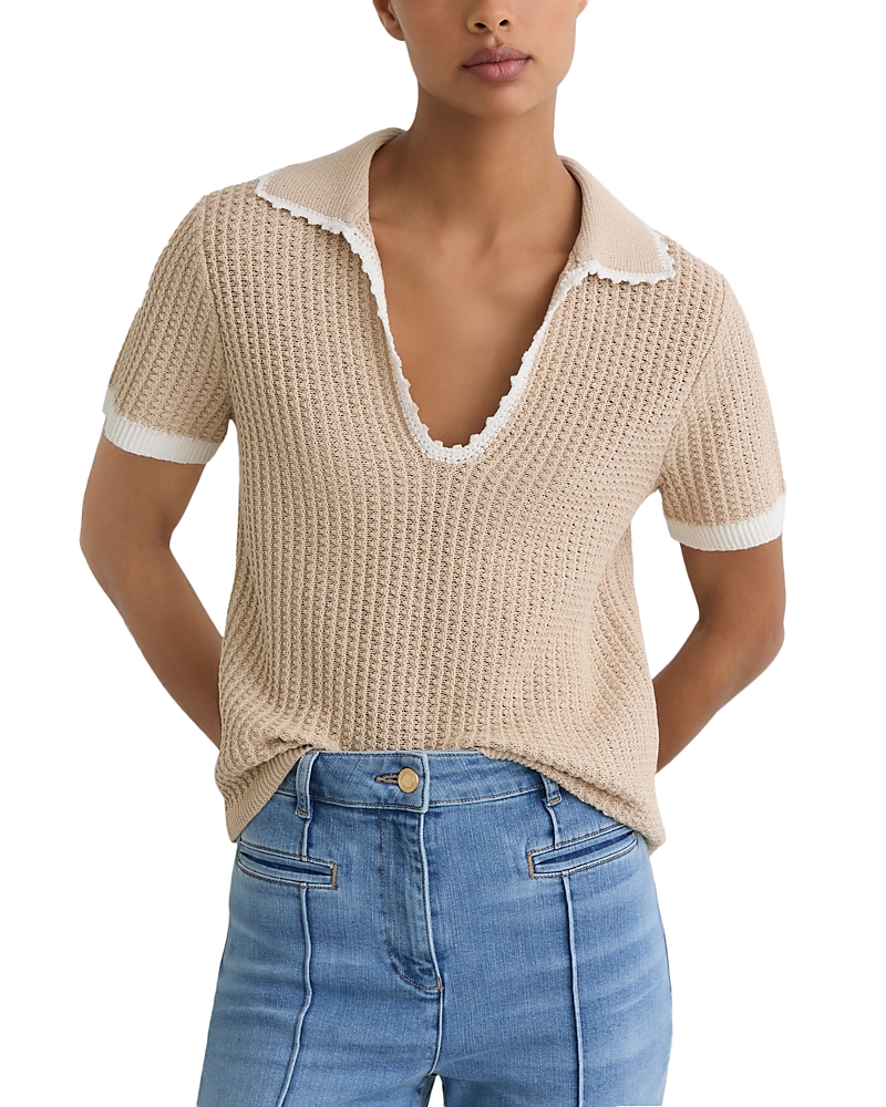 Reiss Ottilie Cotton Linen Knit Top