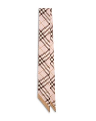 Skinny Contrast Check Silk Scarf