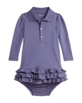 Girls' Ruffled Soft Cotton Polo Dress & Bloomer Set - Baby