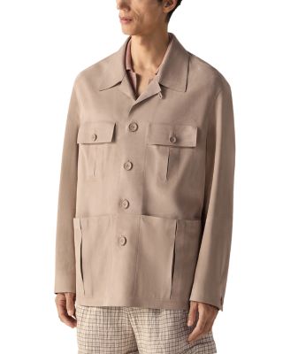 Zegna Leather Sahariana In Brown