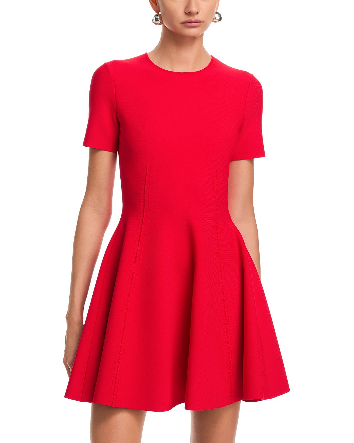 McQueen Seamed Short Sleeve Mini Dress