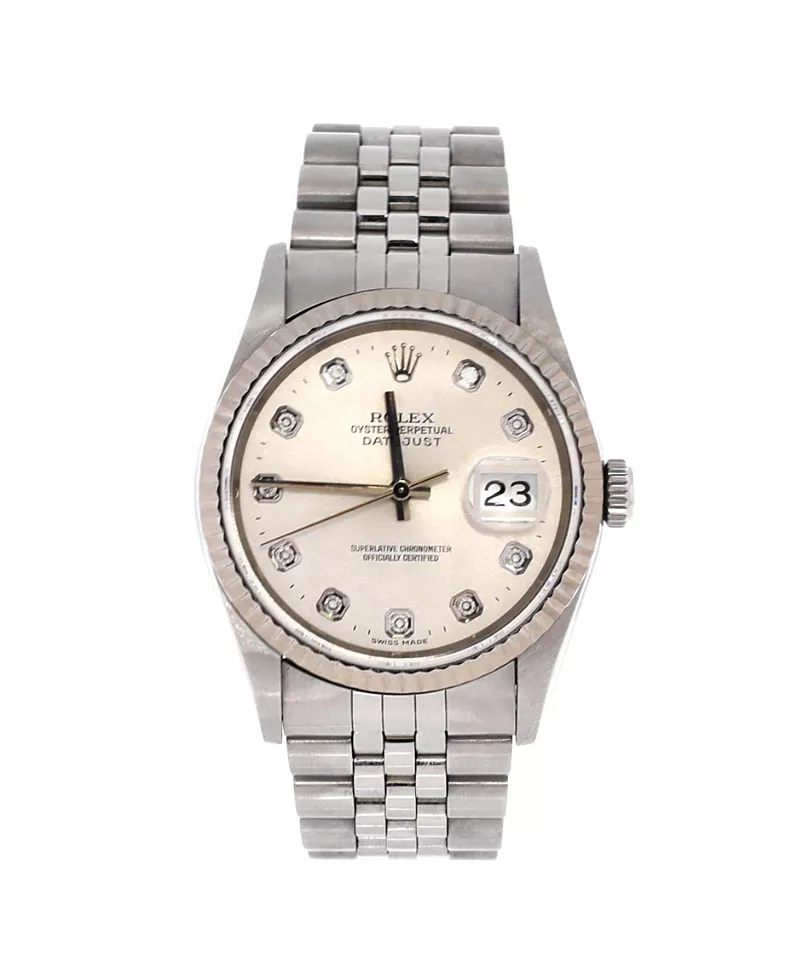 Pre-Owned Rolex Oyster Perpetual Datejust Automatic Watch in Stainless Steel and White Gold with Diamond Markers 36mm
