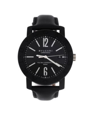  Bvlgari Via Dei Condotti 10 Automatic Watch in Carbon and Leather 40mm