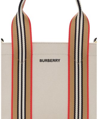 Burberry Mini Icon Stripe Trim Canvas Tote | Bloomingdale's Handbags