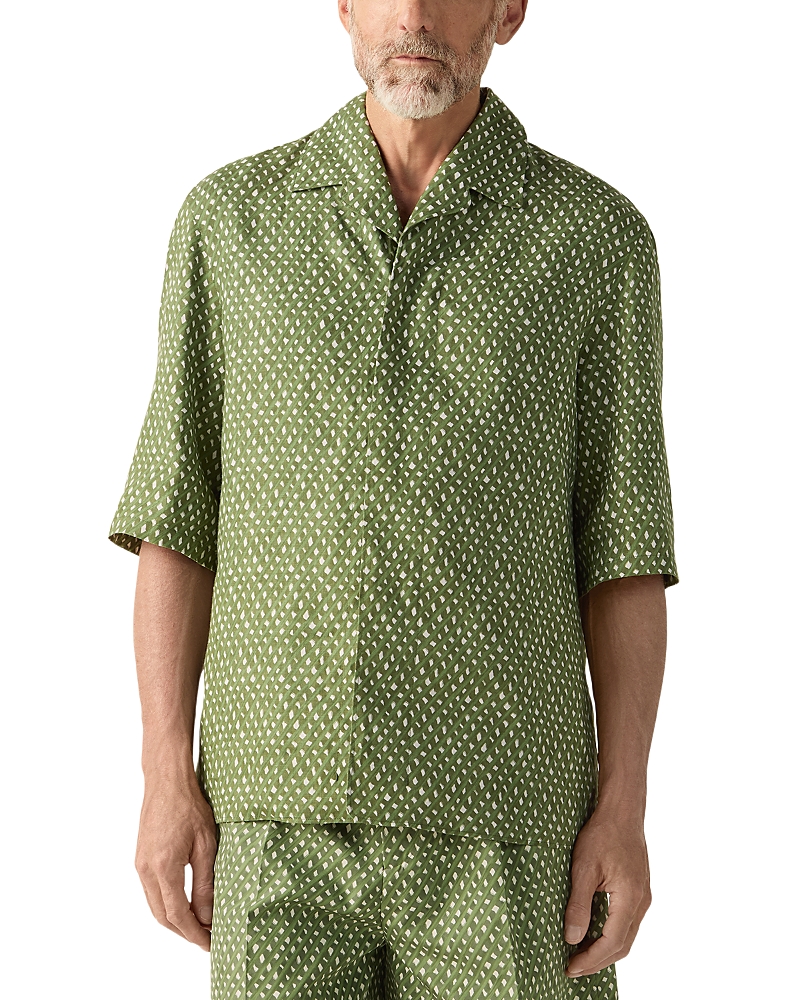 Zegna Oasi Net Print Linen Shirt