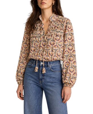  Women's Floral Print Ruffle Blouse