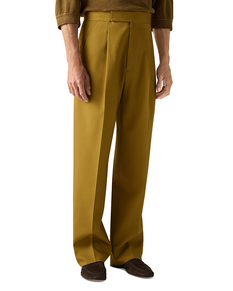 Zegna Silk And Wool Pants In Green