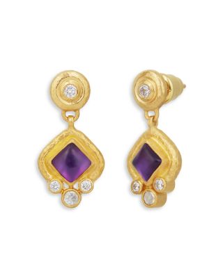 24K Yellow Gold Muse Amethyst & Diamond Drop Earrings