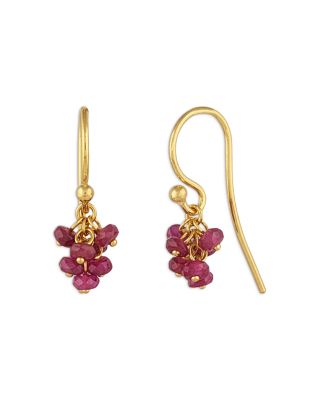 18K & 24K Yellow Gold Boucle Ruby Tassel Drop Earrings