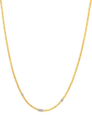 18K White Gold; 18K & 24K Yellow Gold Vertigo Diamond Station Collar Necklace, 0.51"