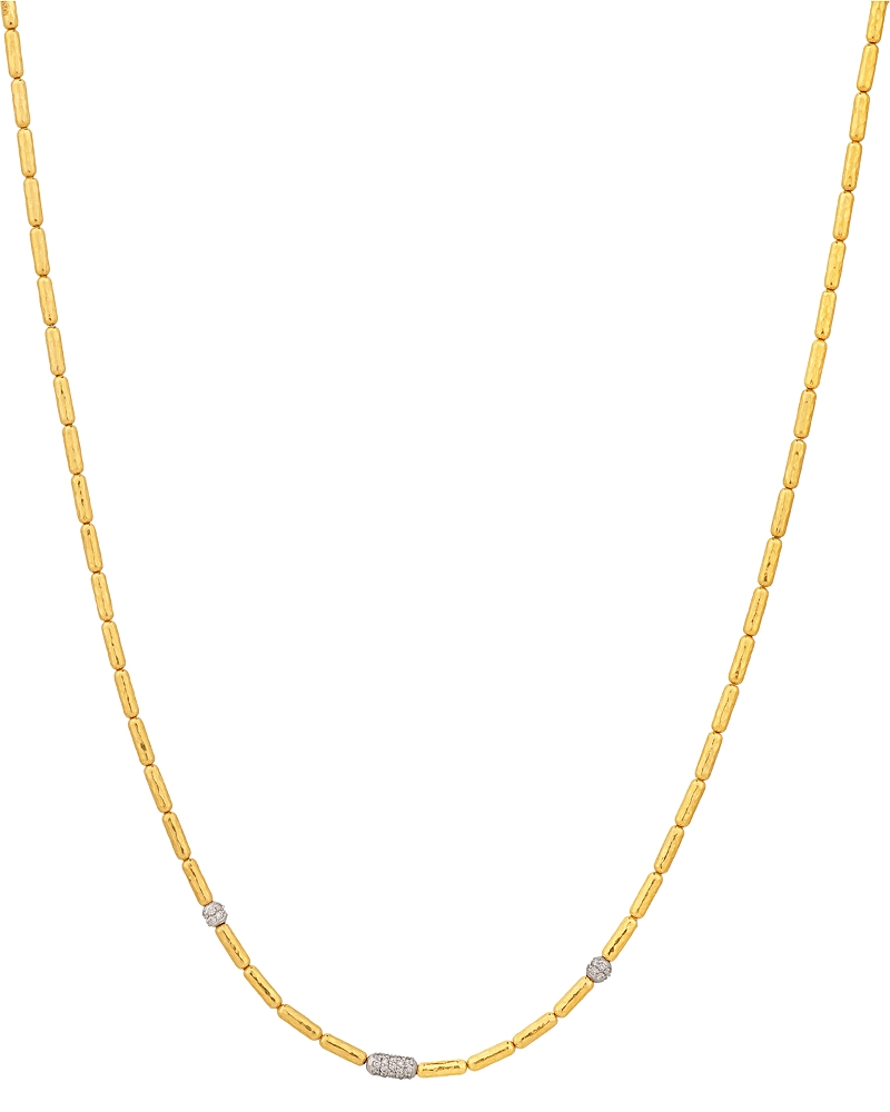 Gurhan 18K White Gold; 18K & 24K Yellow Gold Vertigo Diamond Station Collar Necklace, 0.51