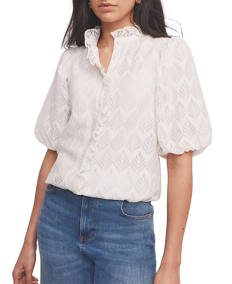 Mint Velvet Women's Jacquard Ruffle Blouse