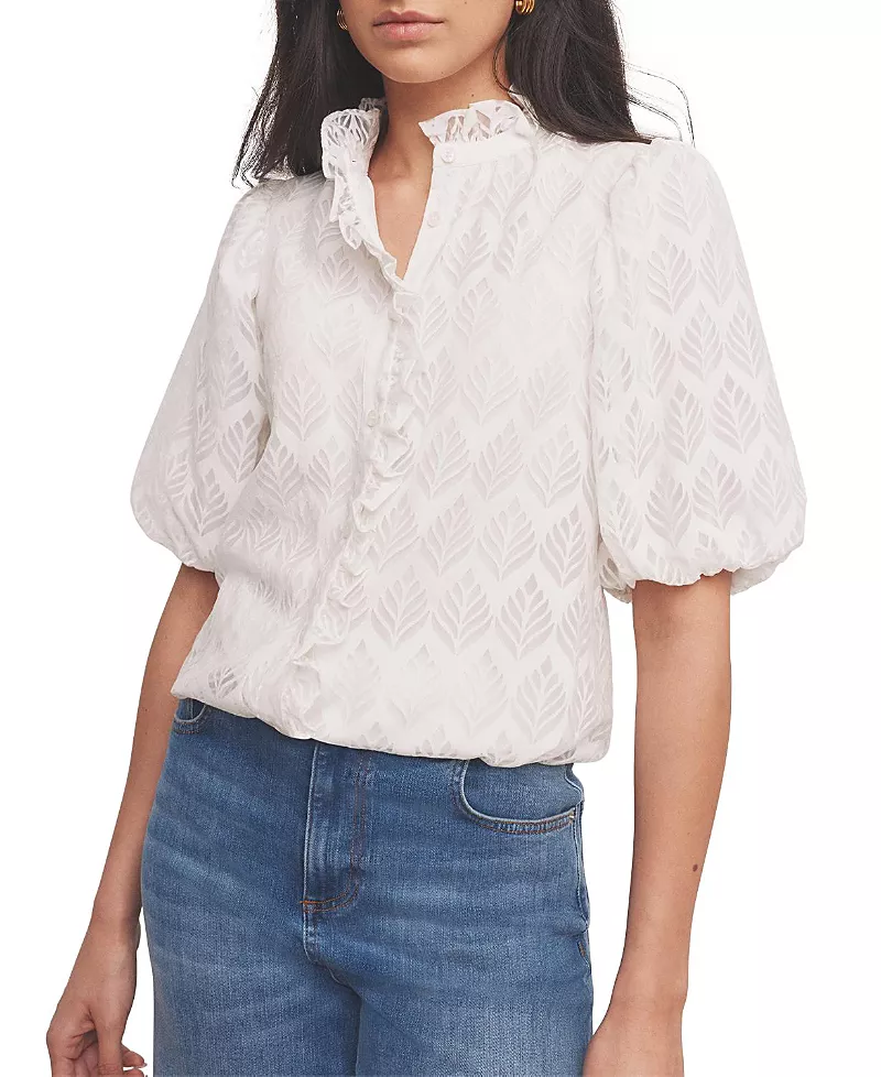 Mint Velvet Women's Jacquard Ruffle Blouse
