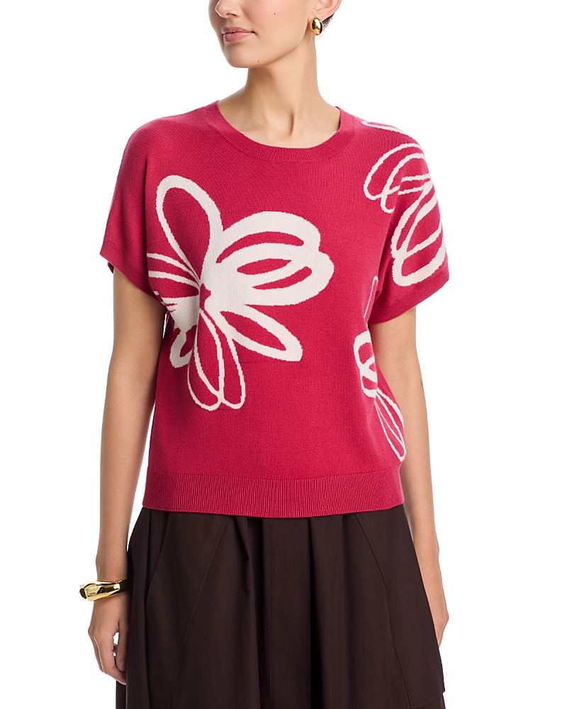 T Tahari Short Dolman Sleeve Jacquard Sweater