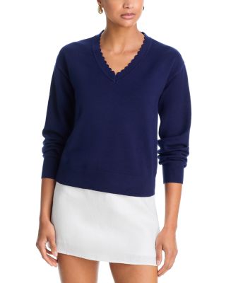 Scalloped V Neck Sweater - Exclusive