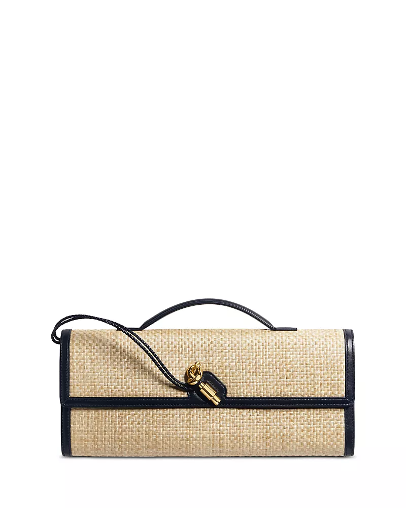 Bottega Veneta Andiamo Raffia Clutch