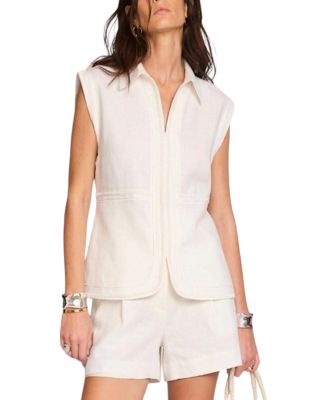  Women's Linen Sleeveless Collared Shirt