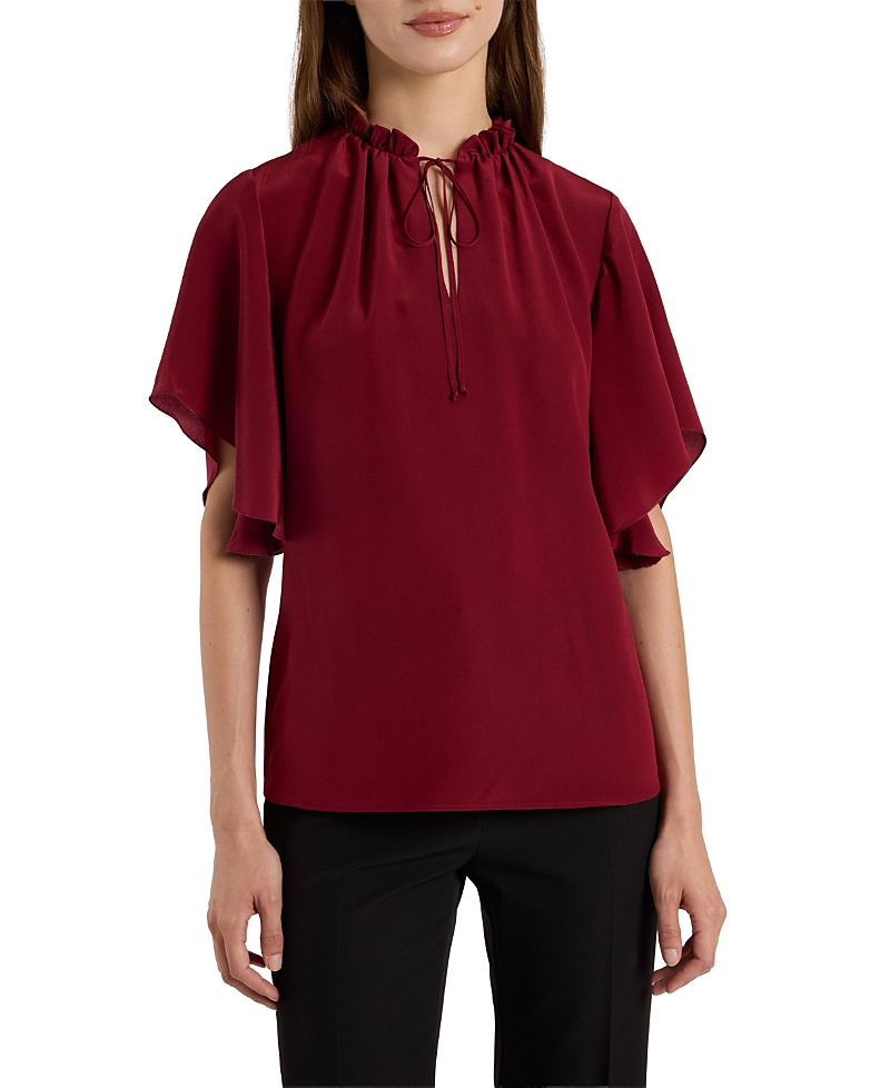Santorelli Guita Flutter Sleeve Silk Blouse