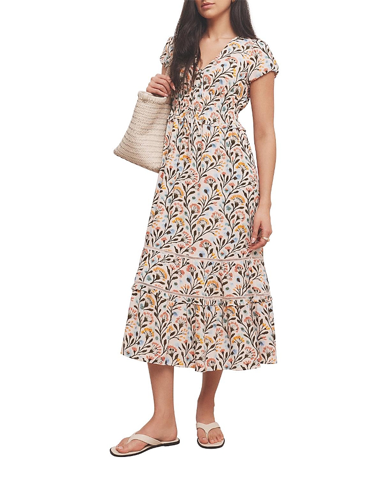 Mint Velvet Women's Floral Print V-Neck Midi Dress