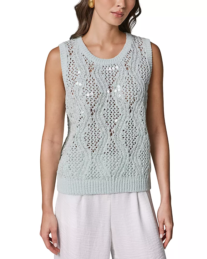 Donna Karan New York Open Stitch Sequin Knit Tank