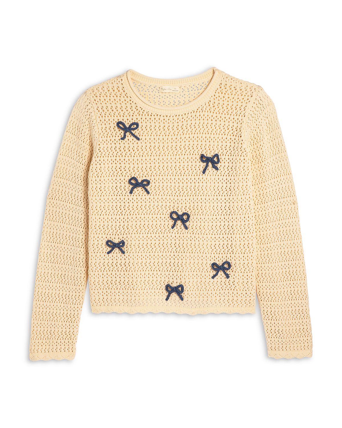 Rylee + Cru Girls' Teen Crochet Knit Pullover Sweater - Big Kid