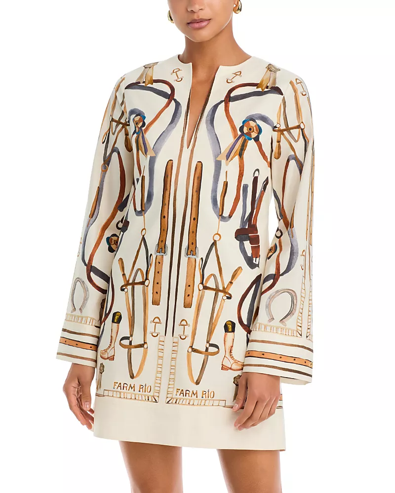 Farm Rio Equestrian Scarf Cape Mini Dress