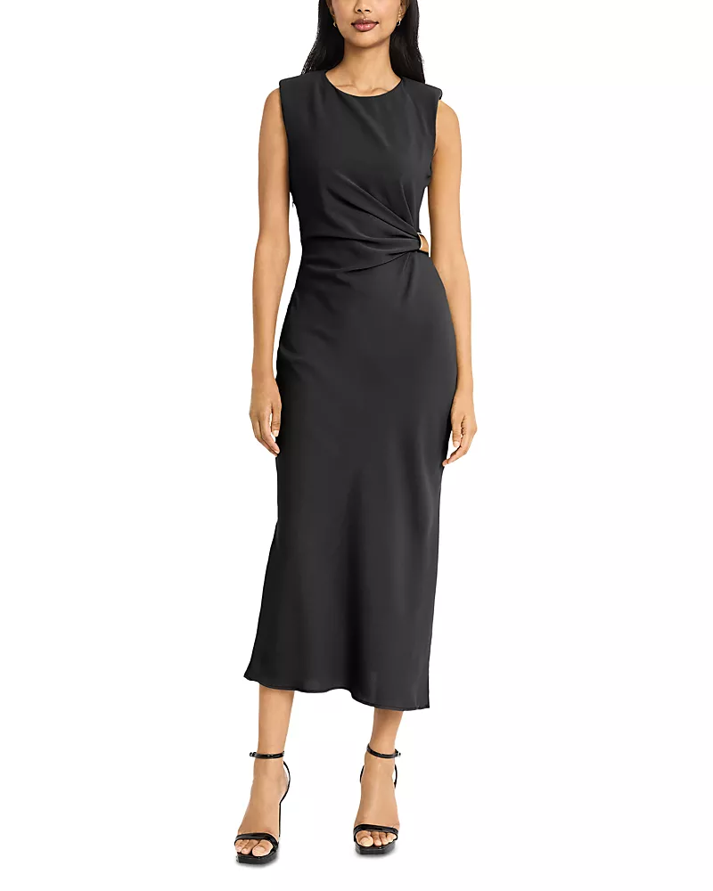 Donna Morgan Sleeveless Ruched Waist Midi Dress