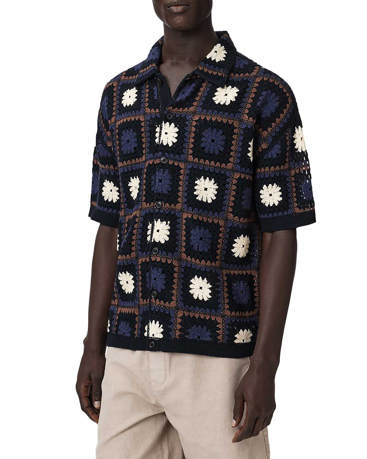 Allsaints Mandon Cotton Short Sleeve Cardigan Sweater